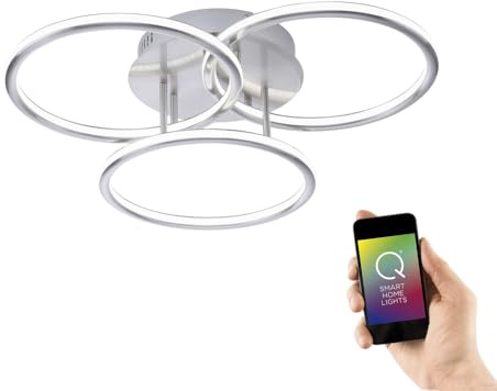 Paul Neuhaus Q-Nevio LED Deckenleuchte smarthome Ring dimmbar Fernbedienung | Fernbedienung, Alexa-fähig, Smart Home, CCT-Farbtemperatur einstellbar, warmweiss-kaltweiss
