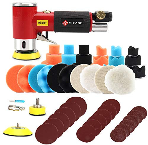 SI FANG Kit de 48 mini lijadoras orbitales aleatorias – Lijadora de trabajo corporal de alta velocidad, incluye esponja de pulido de 1/2/3 pulgadas y papel de lija de almohadillas de lana
