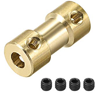 sourcing map 4 Stück starre Kupplung 2mm bis 4 mm Bohrung 9 mm Dmr Messing | Kupferwellenkupplungsverbinder, 20 mm Länge, Farbton