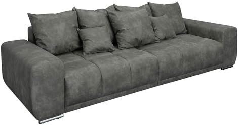 Riess Ambiente Extravagantes XXL Sofa ELEGANCIA 285cm grau inkl. Kissen Bigsofa Große Polstercouch Wohnlandschaft