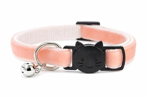 Sammet katt/kattunge halsband – säker snabbutlösning krage | justerbar för att passa de flesta inhemska katter/kattungar (välj lämplig storlek) (persikosammet, kattkrage (20 cm - 30 cm)