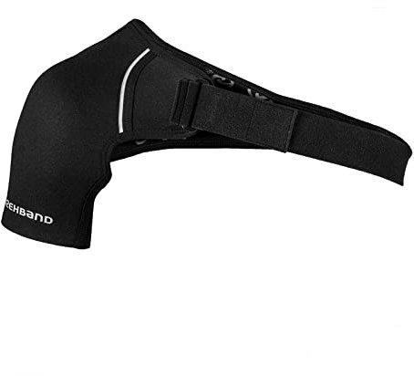 Rehband Schulterbandage Frauen & Herren, verstellbare Schulter-Unterstützung aus Neopren für Alltag & Sport, Bandage Schulter für links & rechts, Farbe:Schwarz, Größe:L, Seite:Rechts