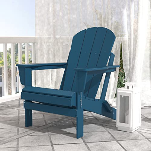 Rio AcePRO Adirondack Recamiere, wetterfest, zusammenklappbar, Polyester, für Terrasse, Rasen, Montage und Pflege von Lounge-Stuhl, Blau