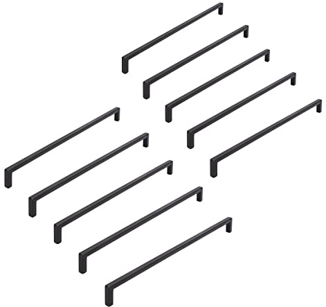siwitec Möbelgriff 2108 Schrankgriffe Schwarz matt 320mm 10er Schrauben | Zinndruckguss, Abmessung 328 x 8 x 28 mm, geeignet für Schränke und Schubkästen in Küche und Wohnbereich