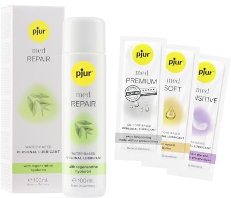 pjur med REPAIR glide - Vorteilspack inkl. 3x Gleitgelproben - Medizinisches Gleitgel auf Wasserbasis mit regenerativem Hyaluron (100ml)