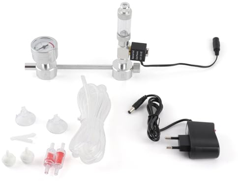 Ailgely Kit generatore di CO2 per acquario fai da te di generatore di CO2 con elettrovalvola per contatore di bolle e controllo anidride carbonica Kit reattori per piante acquario