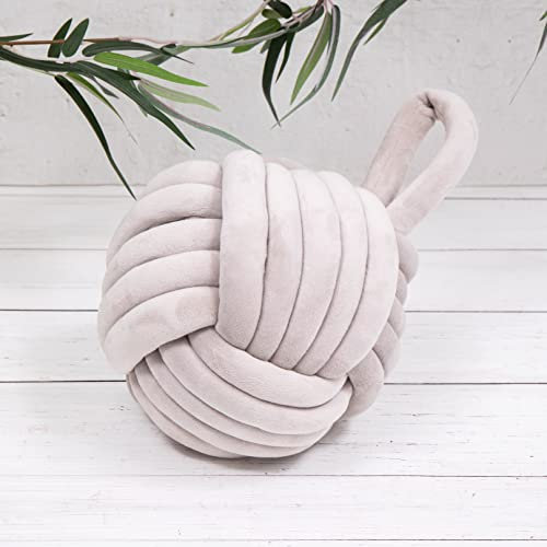 Large Grey Heavy Chunky Knot Rope Square Nautical Ball Door Stop