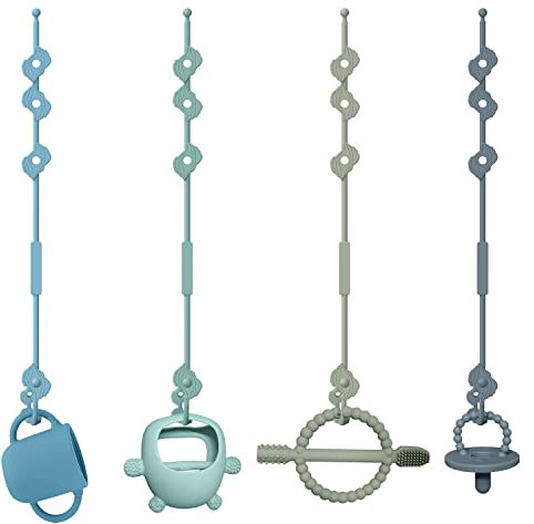 CLDY Baby Spielzeug Schnullerkette Silikon Cup Catcher, BPA-frei Sicherheitsgurte für Spielzeug, Trinkbecher Halteriemen für Kinderwagen Hochstuhl Autositz, Babytrage/Autositz 4 Stück
