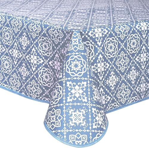 Home Direct Wachstuch Tischdecke Wachstuchtischdecke Abwaschbar Abwischbare Rechteckig Eckig 140 x 240 cm Blau grau