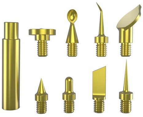 Imdinnogo 3D Printing Accessories Prints Finished Brass Trimming Head: 8Pcs Trimmer Head with 1Pcs Connector Threaded Mating Design Compatible with Standard 936 Universal Soldering Iron Tip Bczamd