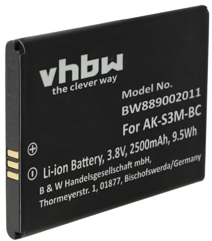 vhbw Akku Ersatz für Emporia AK-S3M | für Handy Smartphone Senioren Telefon (2500 mAh, 3,8 V, Li-Polymer)