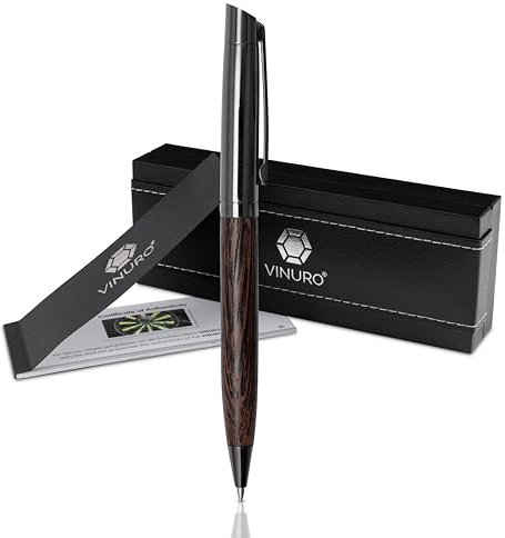 Vinuro® Mira I hochwertiger Kugelschreiber aus Holz und Gunmetal I Schreibset für jeden Anlass I Geschenk zu Weihnachten, Bachelor