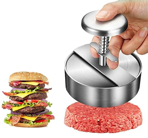 M.FASTANT Burger Press, 5 1/2-inch Diameter Adjustable Stainless Steel Circular Non-Stick Hamburger Press Patty Maker Mold,Grill Tool, Patty Maker, Mold