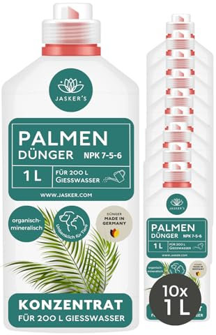JASKER'S Palmendünger flüssig 10 L - 100% Schnelldünger - Flüssigdünger für Palmen & Hanfpalmen im Freiland & Haus - Spezialdünger - Dünger für Palmen - Grünpflanzen und Palmendünger