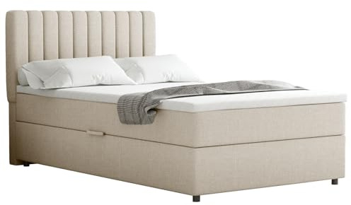 PANDA MÖBEL Homesy Everest Boxspringbett 120x200 cm, Doppelbett inklusive Matratze und Topper, Polsterbett mit Bettkasten, Komfortables Boxspringbett für das Schlafzimmer, modern und stilvoll