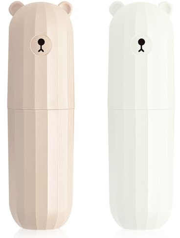 Jadin Kinder Zahnbürsten Etui - Tragbares Reise Etui für Zuhause, Reisen, Camping & Geschäftsreise - 20 x 5,5 cm, Weiß + Rosa