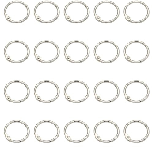 Buchringe, 20 Stück Ringbinder, 20mm Metall Ringe Lose Blatt Buch Ringe Ringbuch Ringe, für Scrapbook, Album, Memo-Ablage, Handwerk, Schlüsselringe (Silber)