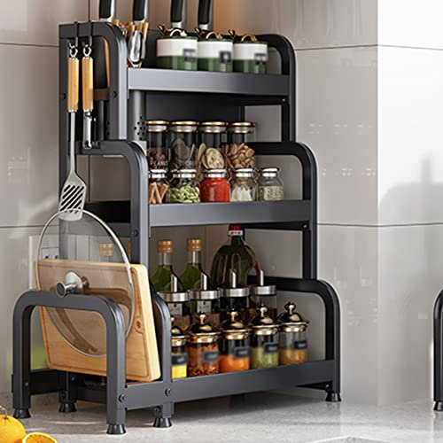 Multifunctional Kitchen Seasoning Box,Dry Food Dispenser Non-porous Floor Standing Storage Box For, Salt, Vinegar And Condiments For Kitchen Storage (Color : Black)