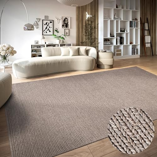 Villeroy & Boch Wollteppich Francois - Natur Wohnzimmerteppich - Handgewebt & Natürlich - Boho Teppich Wolle für Wohnzimmer, Schlafzimmer, Esszimmer, Flur, Küche – Linen, 120x170cm