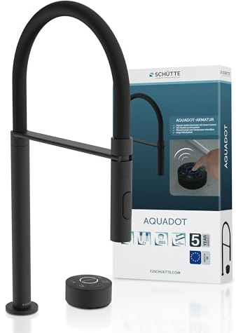 SCHÜTTE AQUADOT Digitale Spültischarmatur mit Smart Control, Moderner Wasserhahn für die Küche mit Soft-Touch Schlauch, Schwarz