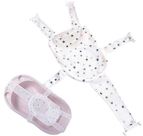 Voarge Babybadnät, nyfödd babybadstol, nyfödd badkudde, justerbar hopfällbar flytande badrumshållare för 0–18 månader baby (vanliga stjärnor)