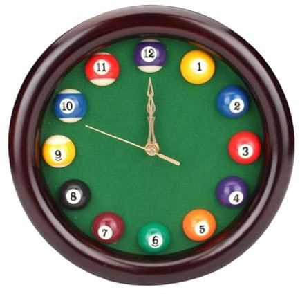 Colcolo Billard Pool Ball Wanduhr Billard Tischuhr Einzigartige Holz 10 Zoll Wanddekoration für Club Spielzimmer Billardzimmer