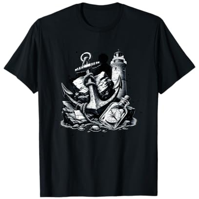 Maritimer Leuchtturm Kompass Flaschenbotschaft Idee T-Shirt