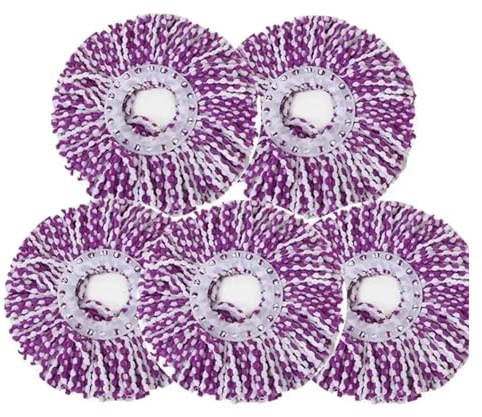 pengyang Lot de 5 têtes de Balai rotatives en Coton, tampons de Rechange for serpillière, Chiffon Rond à Presser, Outils de Nettoyage, Microfibre Domestique(Purple)