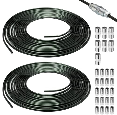 5m Tuyau de Frein Ø 4,76 mm en Acier Cuivré Revêtu, 2 Pcs Câbles de Frein avec 20 Raccords Vissés et 10 Connecteurs, Conduite Générale, Cable Frein Facile à Plier Manuellement pour Automobile