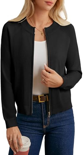 GRACE KARIN Women's Zip Cardigan Casual Knitted Jacket Sweater with Pockets