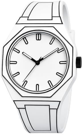 Cartoon Anime Style Sketch Watch – Black and White 2D Style Anime-Inspired Analogue Wristwatch with Silicone Strap, Minimalist Comic Design, Quartz Movement, Unique Gift - Includes Presentation Box