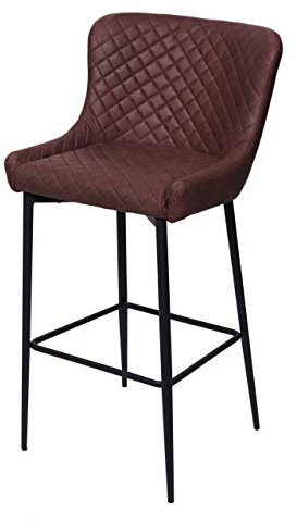 PROREGAL Barhocker mit Lehne Sitzhöhe 75cm Vintage Metall Fußablage Stoff/Textil Braun Barstuhl Tresenhocker