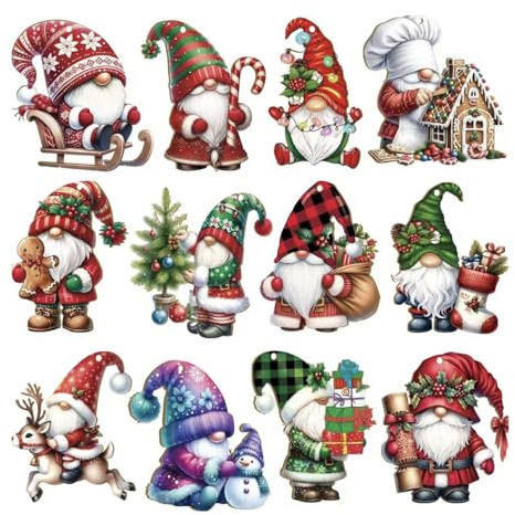 RTRTGS 24 Pcs Holzanhänger Weihnachten, Christbaumschmuck Holz, Weihnachtsanhänger mit Schnur, Weihnachtsbaum Schmuck Lustig, Zwerg