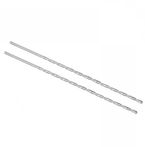 ROWORKX 2Pcs 4mm x 250mm Extra Long HSS Twist Drill Bits - Straight Shank Spiral Drill Bits for Wood, Metal, Aluminium, Plastic
