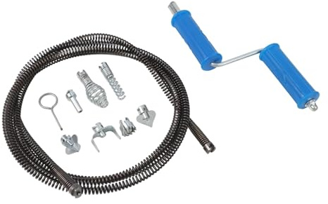 Wodsty Espiral de limpieza de tuberías para máquina eléctrica de limpieza de tuberías, eje de acero de alta resistencia con 6 cabezales de corte intercambiables, modelo A (sin mango)