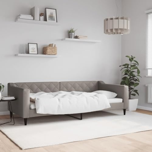 LoogCape Tagesbett Taupe 90x200 cm Stoff, Robustes Metall-Massivholz-Gestell, vielseitiges Schlafsofa für Gäste, modernes Design, bequemes Polster, langlebiges Bettgestell
