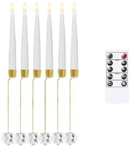 Ounfhtrttk 6 Velas LED Parpadeantes con Control Remoto para Árbol de Navidad, Velas LED Parpadeantes, Candelabros de Luz Cálida Sin Llama.