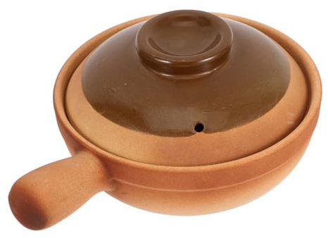 GETAJGHSD Pentola di Terracotta Cinese con Coperchio 600 Ml, Vaso in Argilla Naturale per Stufati, Zuppe e Riso, Riscaldamento Uniforme per Cucina Tradizionale, Portatile per Pranzi