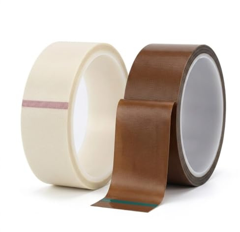 Lahkvor 2 Rollos Cinta PTFE Resistente al Calor, 15mm x 10m, Marrón y Blanco, Cinta Adhesiva de Teflón para Oscurecer LED, Selladora y Aislamiento, Se Quita Fácil sin Residuos