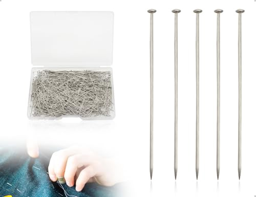 SWELMOOU 500 Stück Stecknadeln Ohne Kopf,Metall Wiederverwendbar Satinnadeln mit Box,verwendet für Schmuck Herstellung Nähen Handwerk Handgefertigt(Silber)