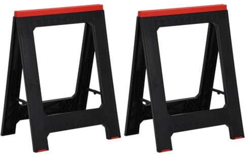 Mangloder - Juego de 2 caballetes de trabajo plegables, color negro y rojo, polipropileno, 58 x 41,5 x 77 cm, capacidad de carga 175 kg por caballete, plataforma de trabajo para taller, obra y garaje