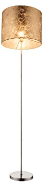 Globo Designer LED Stehleuchte mit Stoff Lampenschirm goldfarbig, Höhe 160cm