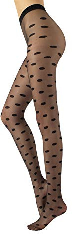 CALZITALY Sheer strumpbyxor med stora prickar | mönstrade prickiga tights | 20 Den | Svart | S/M – L/XL | Made In Italy, Svart, L-XL