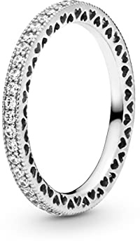 PANDORA Sparkle & Hearts Ring in Sterling Silber mit Cubic Zirkonia Signature Collection, Größe 64, 190963CZ-64