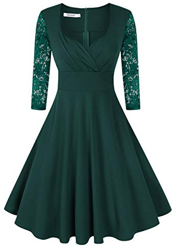 KOJOOIN Damklänning Vintage Cocktailklänning Aftonklänning Rockabilly Klänning Midjeklänningar（ÅTERANVÄNDANDE Förpackning）