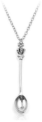 WLLAY Personalized Crown Tea Spoon Pendant Charm Necklace for Gifts