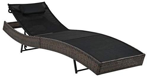 Festnight Sonnenliege Gartenliege | Poly-Rattan Liege Freizeitliege | Rückenlehne Verstellbar | Chaiselongue Liegestuhl Gartenm?Bel 213 x 70 x (40-91,5) cm Braun und Schwarz