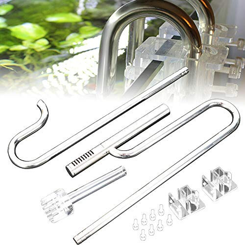 OU BEST CHOOSE Aquarium Wasseroberfläche Skimmer Filterrohr Abflussrohre Einstellbar Edelstahl Einlauf Auslauf Wasserleitung (16mm)