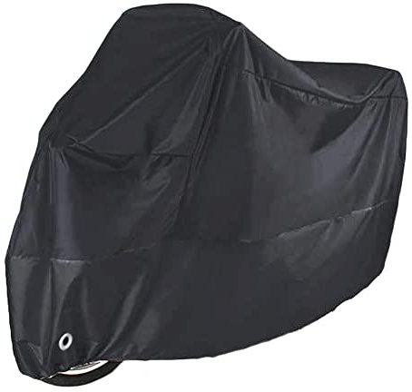 LONGLUOSI Telo Coprimoto Impermeabile, 210D impermeabile e antivento - Anti-polvere e antifurto, con Sacca per il Trasporto, Nero, Anti UV per Moto Motorino Motociletta - 245 * 105 * 125cm（XXL）