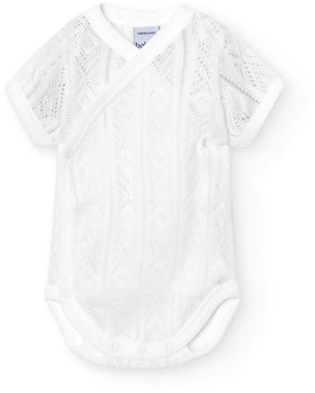Babidu | Body Cruzado Perlé Manga Corta para Bebé - Body Bebé Tacto Extrasuave confort total - Body Bebé Made in Spain 100% Algodón
